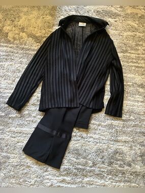 Joseph Ribkoff Black Striped Jacket with Coordinating Black Pants